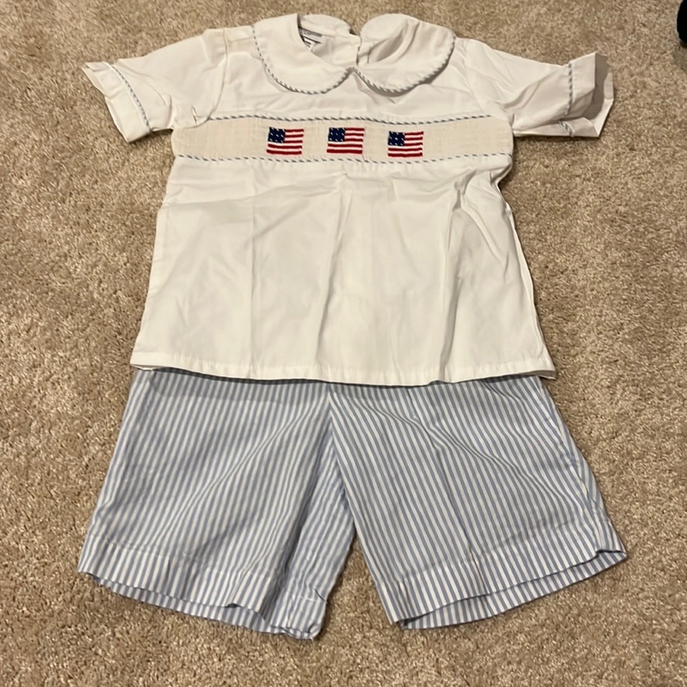 Boys patriotic shirt and shorts set.